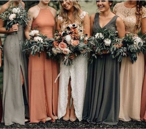 Terracotta Wedding Flowers Fall Bridesmaid Dresses Neutral
