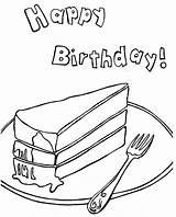 Cake Slice Coloring Pages Birthday Happy Tocolor Color sketch template