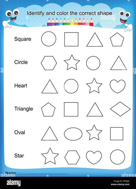 identify  color  correct shape colorful printable kids worksheet