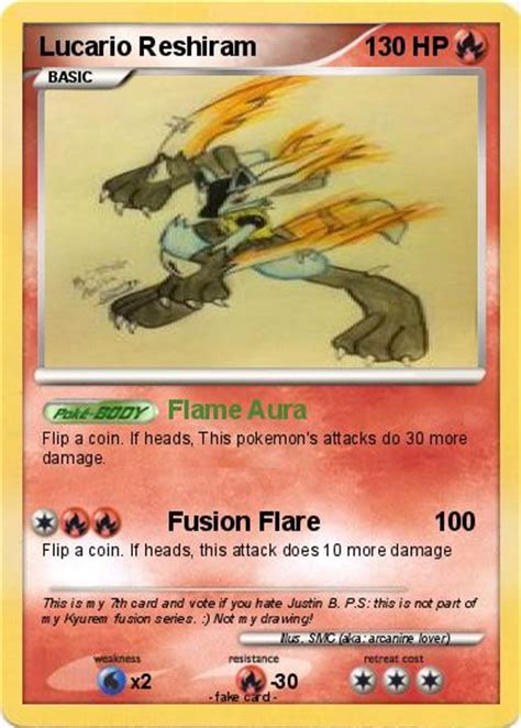 Pokémon Lucario Reshiram Flame Aura My Pokemon Card