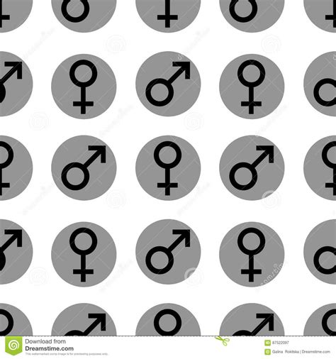 Seamless Pattern Sex Symbols Gender Woman And Man Flat Symbols Black