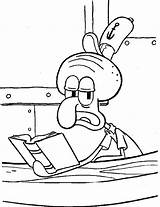Squidward Coloring Pages Spongebob Krab Krusty Drawing Color Reading Printable Colouring Book Krabs Mr Cartoon Books Getcolorings Choose Board Paintingvalley sketch template