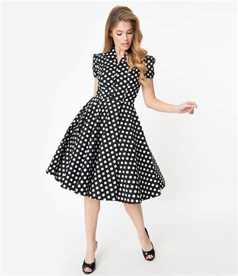 department store axoe 1950s dresses for women with polka dot print and