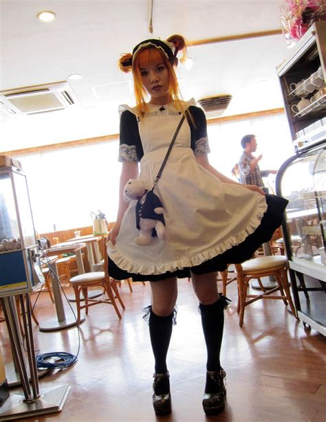 Cute Japanese Maids At Akihabara Maid Cafe School Themed Restaurant In