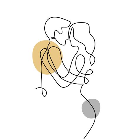 pareja besandose dibujo lineal amor minimalista  idea romantica