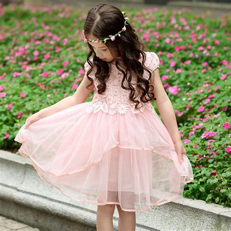 rendas vestidos de festa menina flor rosa amarela elegante princesa bebe costume    anos