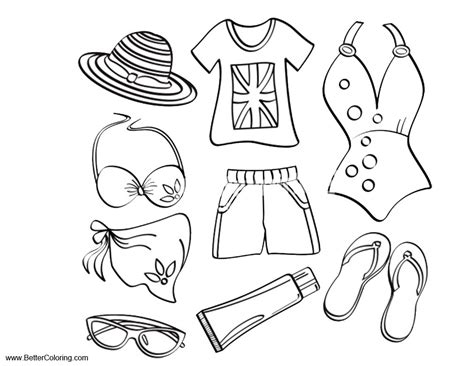 summer fun coloring pages beach clothes  printable coloring pages
