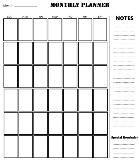 printable monthly planner templates