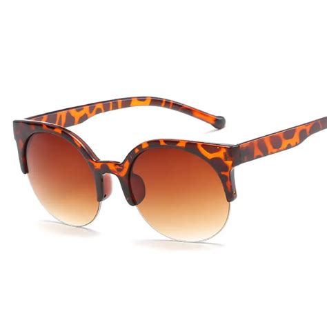 Buy Uvlaik Retro Half Frame Sunglasses Ladies Round