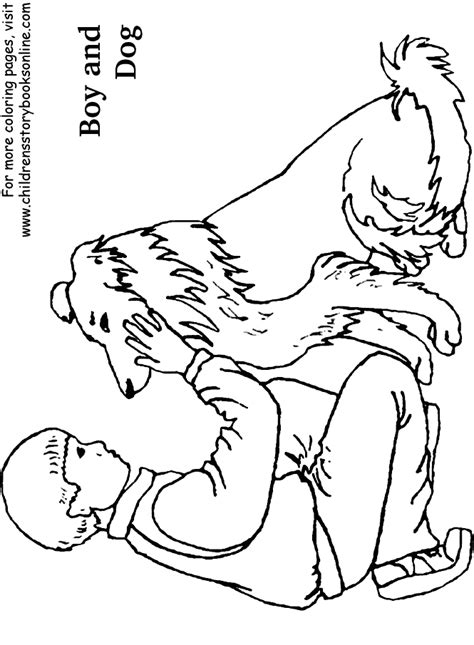 coloring book pages  children boy  dog