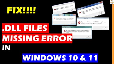 How To Fix All Dll Files Missing Error In Windows 11 Windows 10 Youtube
