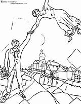 Chagall Marc Passeggiata Quadri Promenade Supercoloring Primaria Famosi Misti Mondrian Arlecchino Ciao Meglio Conoscere Bellissimo Painters Pinceles sketch template