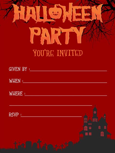 scary printable halloween invitations     printablee