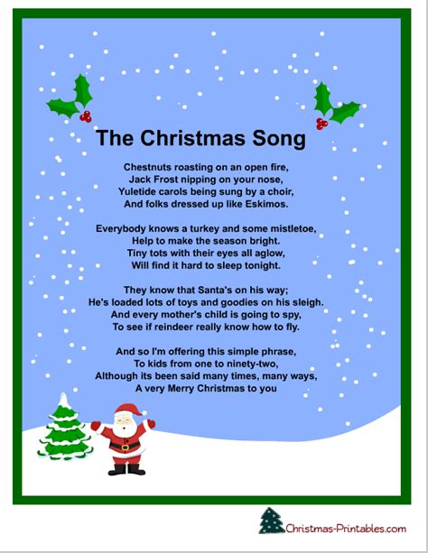 printable christmas carols  songs lyrics