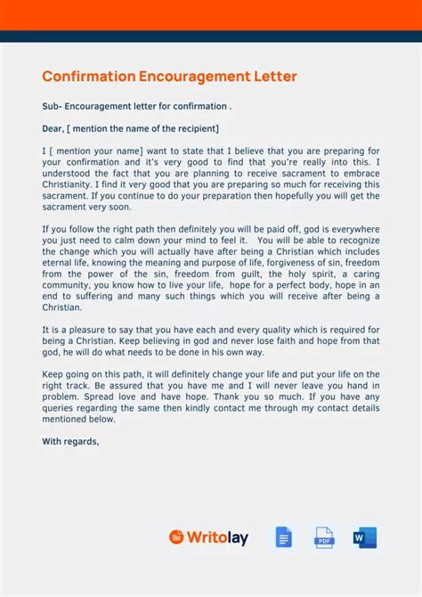 confirmation encouragement letter letter  encouragement confirmation