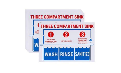 pack wash rinse sanitize labels   compartment sink signs