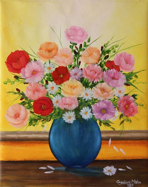 buy flower vase handmade painting  goutami mishra codeart paintings  sale