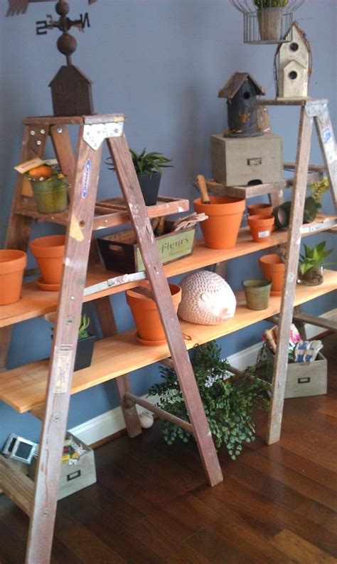 upcycled ladder shelves and creative display ideas