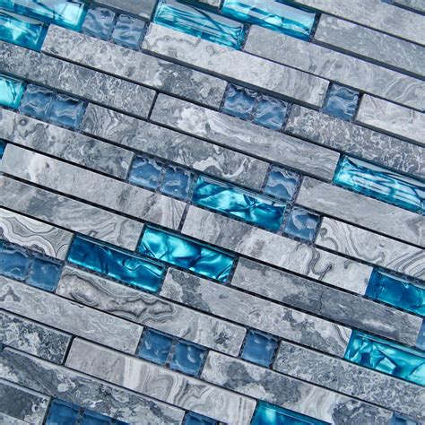 New Modern Glass Marble Tile Wall Deco Sea Blue Glass