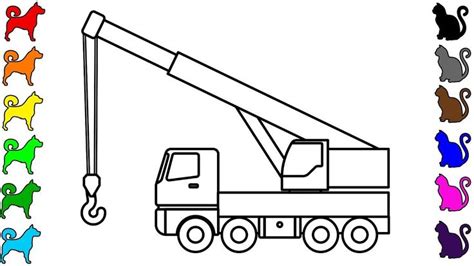 construction truck crane truck coloring pages colouring book  kids