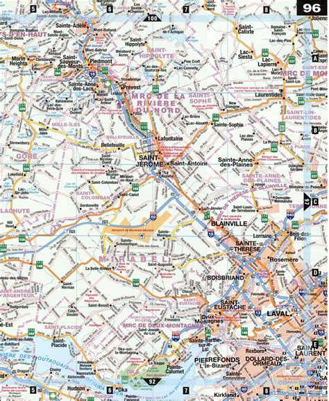 roads map  laurentians quebec canada highway  large scale cities