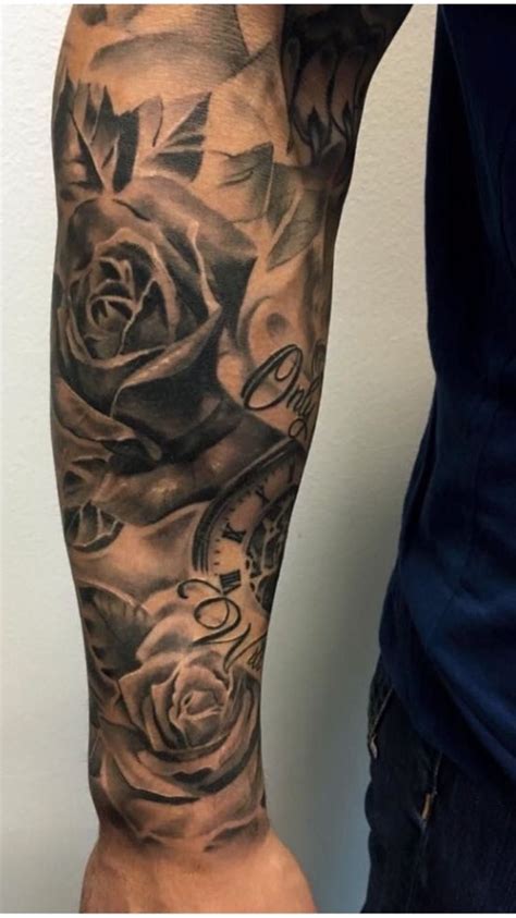 Rose Upper Arm Half Sleeve Tattoos For Men Lower Arm