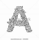 Alphabet Zentangle Adult sketch template