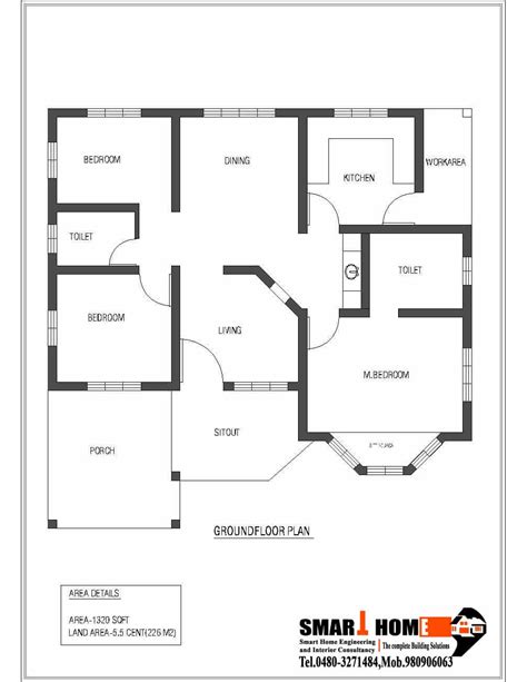 single storey kerala house plan  sqfeet