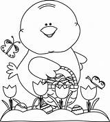 Easter Egg Chick Hunt Clip Outline Eggs Mycutegraphics Basket Carrying sketch template