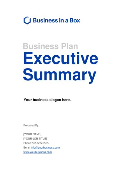 executive summary template  business   box
