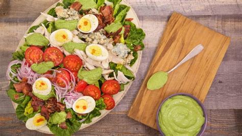 gem lettuce and rotisserie chicken cobb salad with avocado