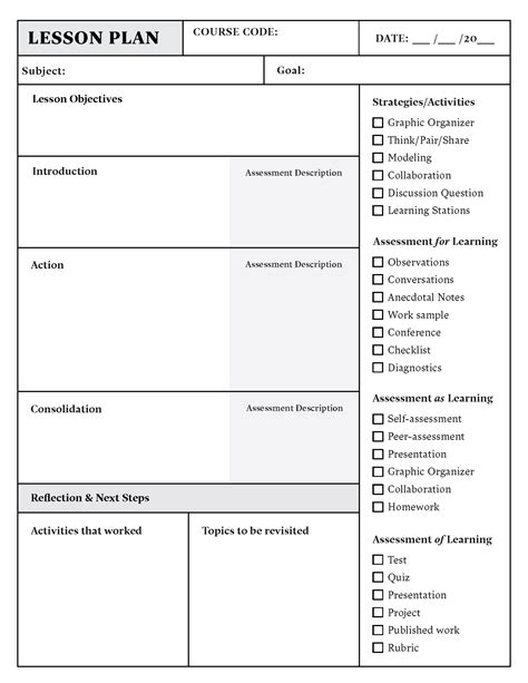 lesson plan template   word   top hat