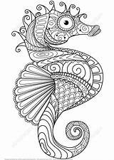 Fisch Mandalas Seepferdchen Zentangle sketch template