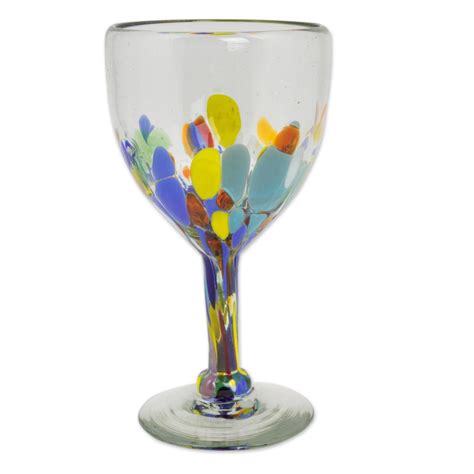 Artisan Crafted Wine Glass Hand Blown Confetti
