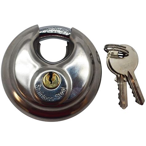 stainless steel hardened  discus keyed padlock     keys