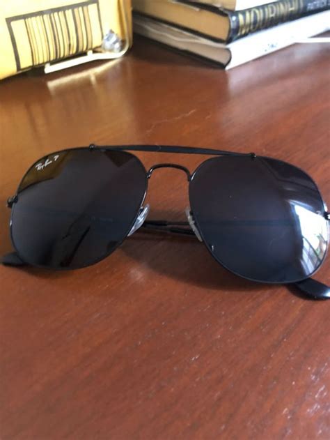 Good As New All Black Ray Ban Polarized Aviator Sunglasses In Mint