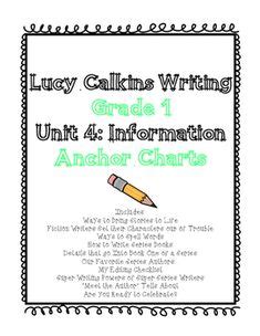 lucy calkins grade  writing unit  anchor charts lucy calkins