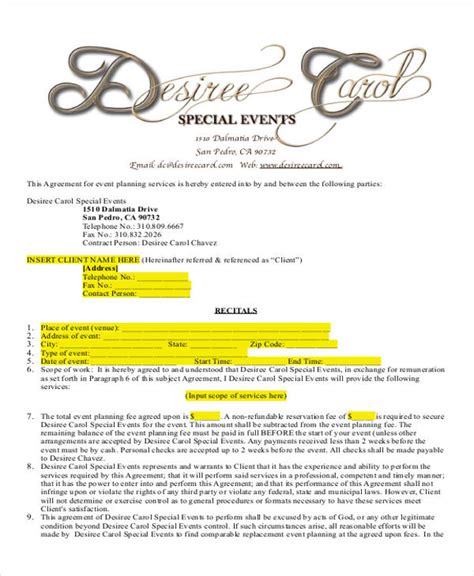 printable event decorator contract template