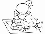 Bambina Disegno Scrivania Stampare Disegnare Bimba Disegna Bambine Seduta Fare Bimbi sketch template