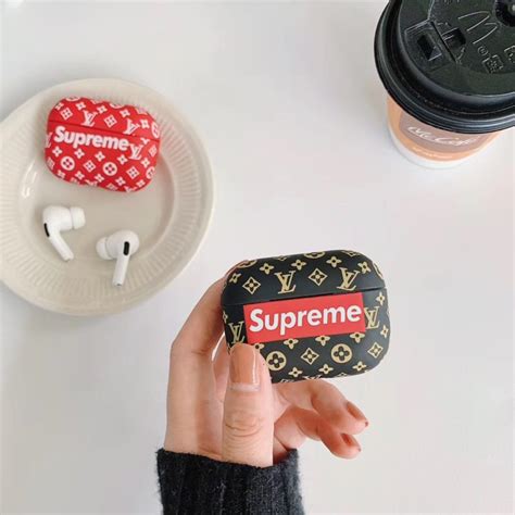 supreme airpods pro case leather skin covers  airpods