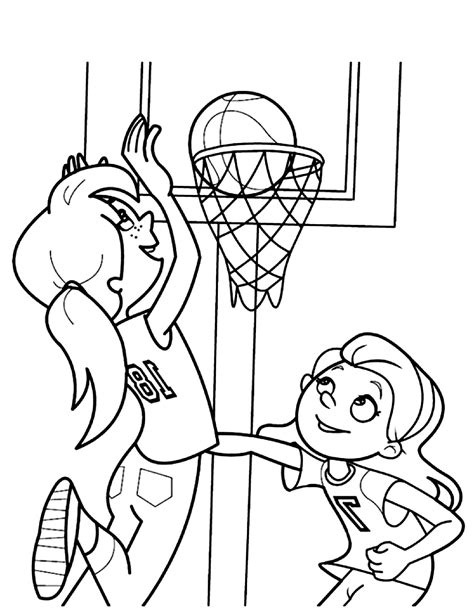 girls playing basketball coloring page basketball kids coloring pages