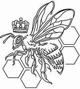 Bee Queen Coloring Drawing Tattoo Embroidery Designs Urban Patterns Bees Outline Really Want Threads Paper Pages Honeycomb Awesome Unique Getcolorings sketch template