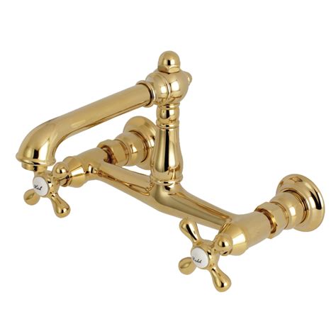 kingston brass ksax   center wall mount bathroom faucet polished brass walmartcom