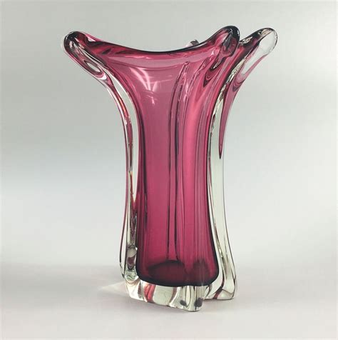 Large Mid Century Murano Glass Vase From Fratelli Toso 1950s For Sale