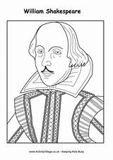 Shakespeare William Colouring Kids Activityvillage Poets Playwright London sketch template