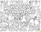 Trolls Coloring Pages Party Birthday Happy Printable Troll Movie Color Kids Coloriage Characters Printables Muppet Show Parties Sheets Fete Bonne sketch template