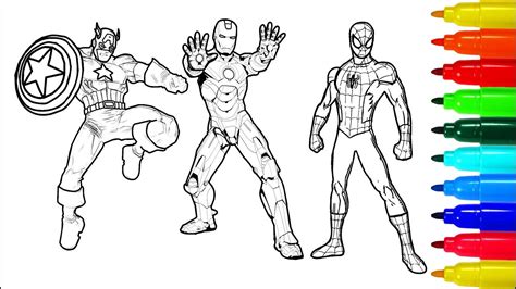spiderman hulk iron man coloring pages colouring pages  kids