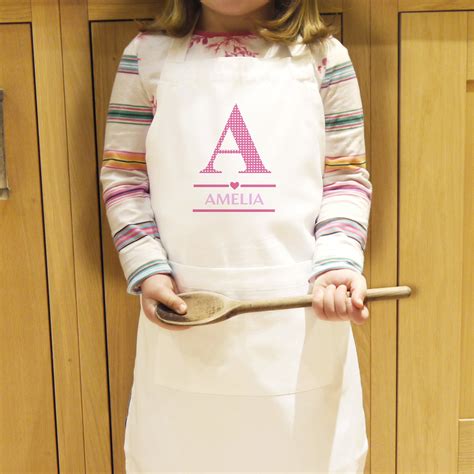 personalised girls initial childrens apron personalized kids apron