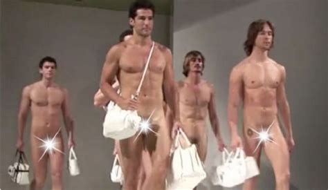 rejoice madrid fashion show features naked male models and women s purses [nsfw]