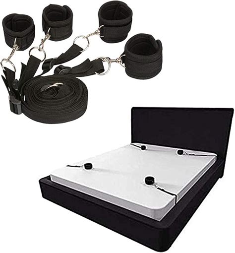 flovey woman s bed tied stráps bedroom cuffs set black amazon ca